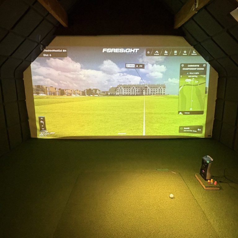 Golf simulator setup  indoor playing golf at Cheshire  West Golf Academy